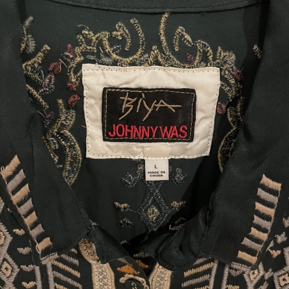 Johnny Was Biya Green Embroidered Button up Tunic Top - Picture 3 of 5